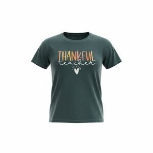 Thankful Teacher T Shirt Women’s Large Green Fall Autumn Graphic Tee